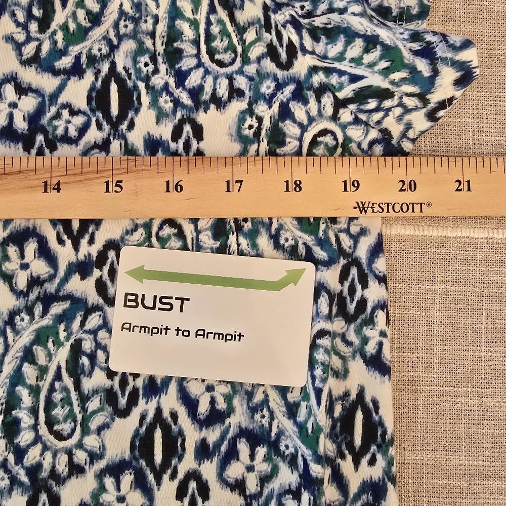 Purejill Medium Tall 100% Pima Cotton Paisley Scoop Neck Elliptical Tee - Picture 8 of 8